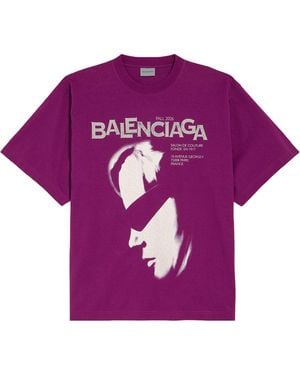 Balenciaga Printed T-Shirt - Purple