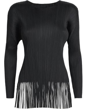 Pleats Please Issey Miyake Wave Long-Sleeve Top - Black