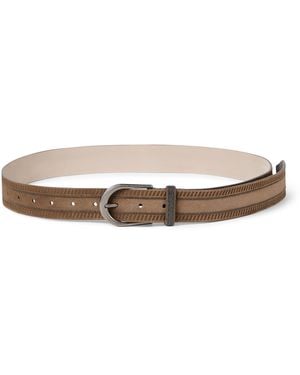 Brunello Cucinelli Suede Textured Belt - Natural
