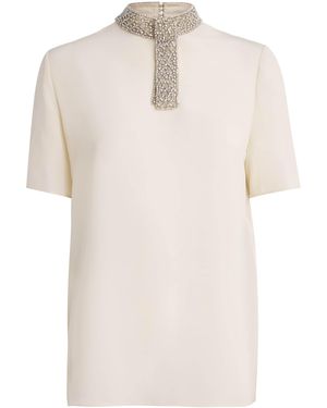 Valentino Silk Embroidered Top - White