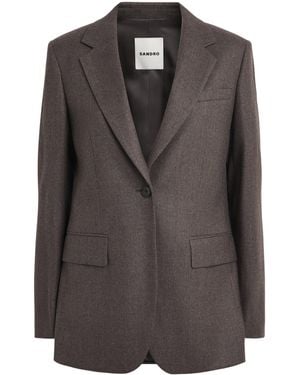Sandro Wool Single-Breasted Blazer - Black