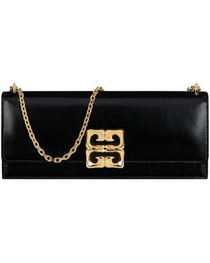 Givenchy Small Leather 4G Liquid Clutch Bag - Black