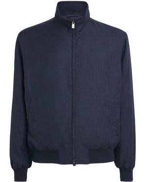 Ralph Lauren Linen-Wool-Silk Felton Bomber Jacket - Blue