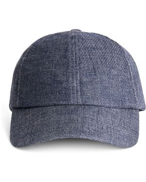 Sunspel Cotton-Linen Twill Cap - Blue