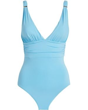 Melissa Odabash Panarea V-Neck Swimsuit - Blue