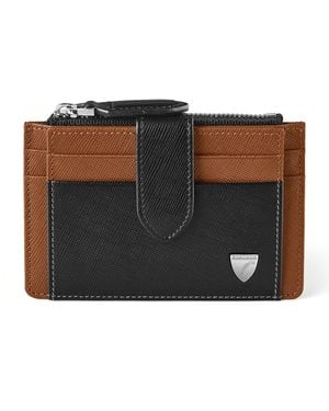 Aspinal of London Leather Zip-Up Card Holder - Black