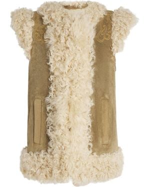 Etro Shearling Embroidered Gilet - Metallic