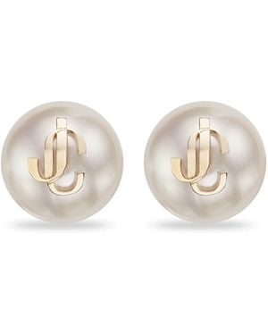 Jimmy Choo Jc Logo Stud Earrings - Natural