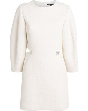 Maje Tweed Balloon-Sleeved Mini Dress - White