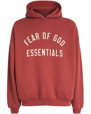 Fear Of God Cotton-Blend Logo Print Hoodie - Red