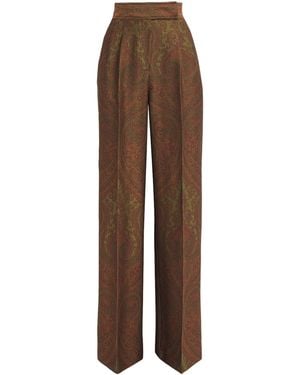 Etro Paisley Jacquard Straight Pants - Brown