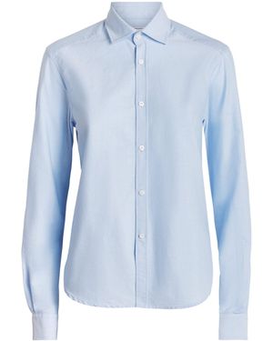 With Nothing Underneath Cotton Oxford Classic Shirt - Blue