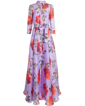 Carolina Herrera Silk Floral Gown - Purple