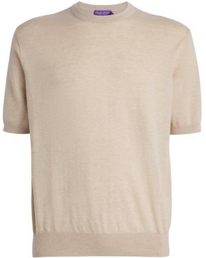 Ralph Lauren Cashmere Crew-Neck Short-Sleeve Sweater - White