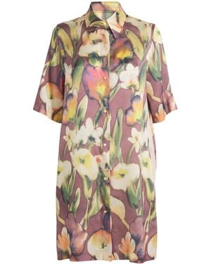 Shan Silk Floral Shirt Dress - Multicolor