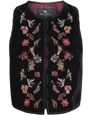 Etro Velvet Embellished Cropped Waistcoat - Black