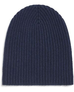 Johnstons of Elgin Cashmere Ribbed Beanie - Blue