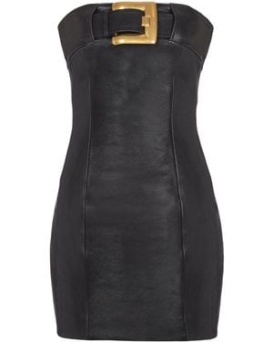 Balmain Lambskin Belt-Detail Mini Dress - Black