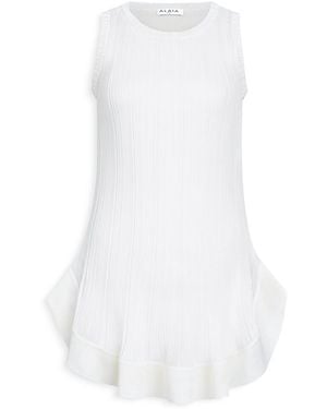 Alaïa Silk Pleated Mini Dress - White