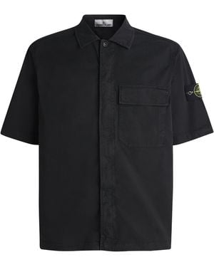 Stone Island Organic Cotton-Blend Short-Sleeve Shirt - Black