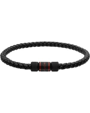 Chopard Leather And Brass Classic Racing Bracelet - Black