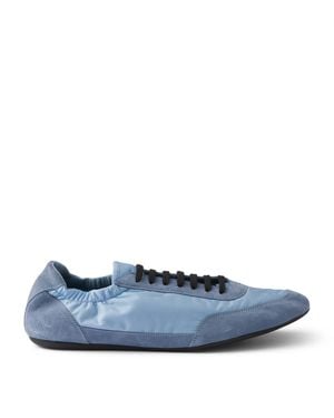 Prada Suede And Re-Nylon Collapse Trainers - Blue