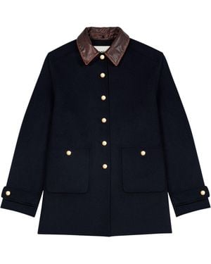 Maje Wool-Blend Collared Jacket - Blue
