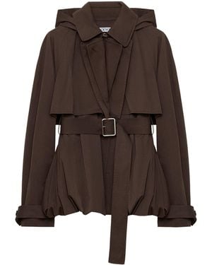 Loewe Cotton Belted Short Trench Coat - Brown