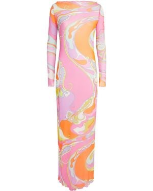 PUCCI Mesh Orchidee Maxi Dress - Pink