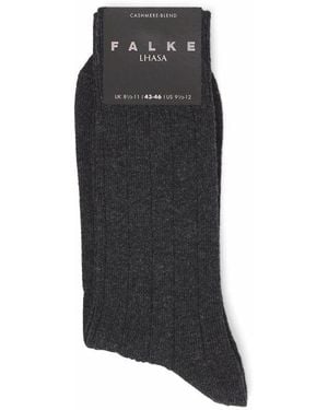 FALKE Wool-Cashmere Blend Lhasa Ribbed Socks - Black