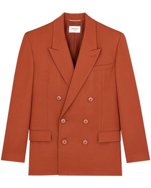 Saint Laurent Wool Double-Breasted Blazer - Orange