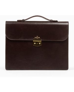 Swaine Leather Mayfair Briefcase - Black