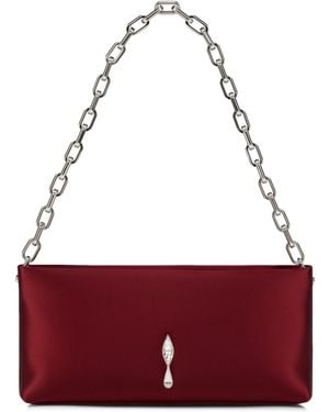 Christian Louboutin Maykimay Chain Pouch Neoprene Satin Clutch Bag - Red
