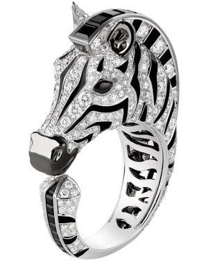Boucheron Diamond And Onyx Animaux De Collection Zebra Ring - White