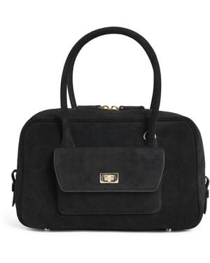 Sandro Suede Top-Handle Bag - Black