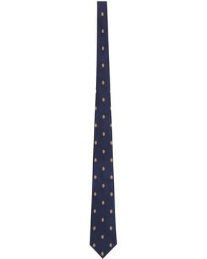 Saint Laurent Silk Jacquard Medallion Tie - Blue