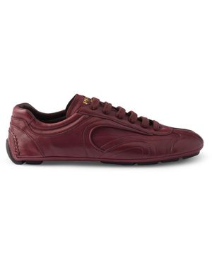 Prada Nappa Leather Antiqued Trainers - Purple