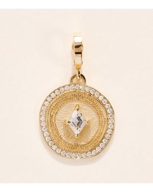 Azlee And Diamond Lozenge Signet Charm - Natural