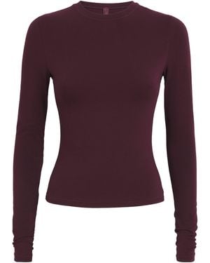 Skims Cotton Jersey Long-Sleeve T-Shirt - Purple