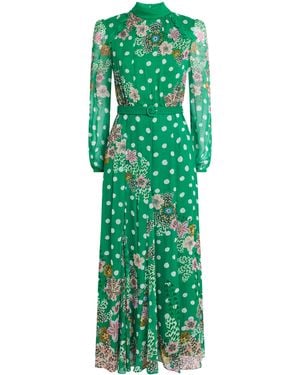 Saloni Silk Jacqui B Midi Dress - Green