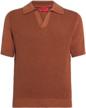 Isaia Silk-Cotton Knit Polo Shirt - Brown