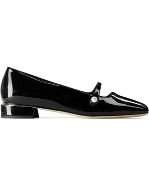 Jimmy Choo Elisa Ballerina Leather Ballet Flats - Black
