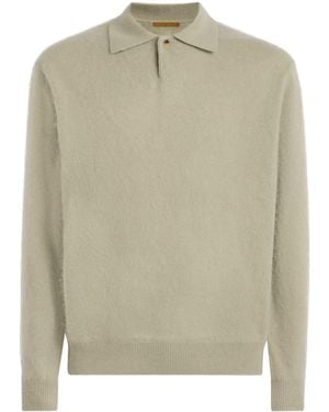 LE17SEPTEMBRE Wool-Cashmere Brushed Polo Jumper - Natural