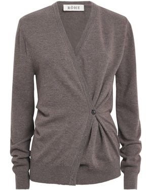 Rohe Stretch-Wool Twisted Cardigan - Grey