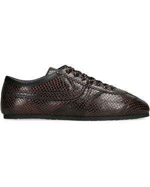 Dries Van Noten Leather Snakeskin-Effect Dustin Trainers - Brown