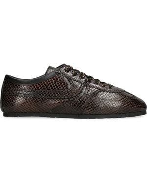 Dries Van Noten Leather Snakeskin-Effect Dustin Trainers - Brown