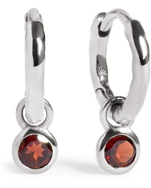 Monica Vinader Sterling And Garnet January Birthstone Huggie Earrings - White