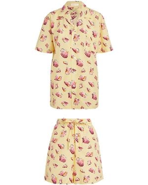 Olivia Von Halle Silk-Cotton Emeli Helios Pyjama Set - Metallic