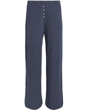 Leset Cotton Pointelle Lounge Trousers - Blue