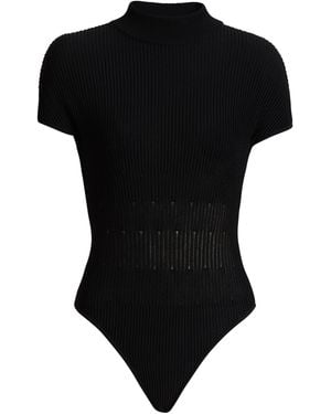 Balmain Merino Wool Rib-Knit Bodysuit - Black